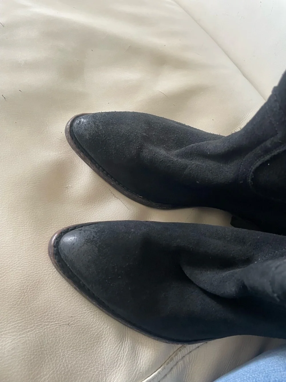 Frye “Daisy Duke” Black Suede Western Embroidered Flame Style Western Boots - Picture 10 of 14